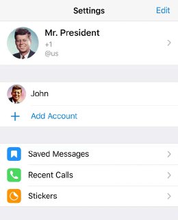 Multiple accounts: preview chat list.